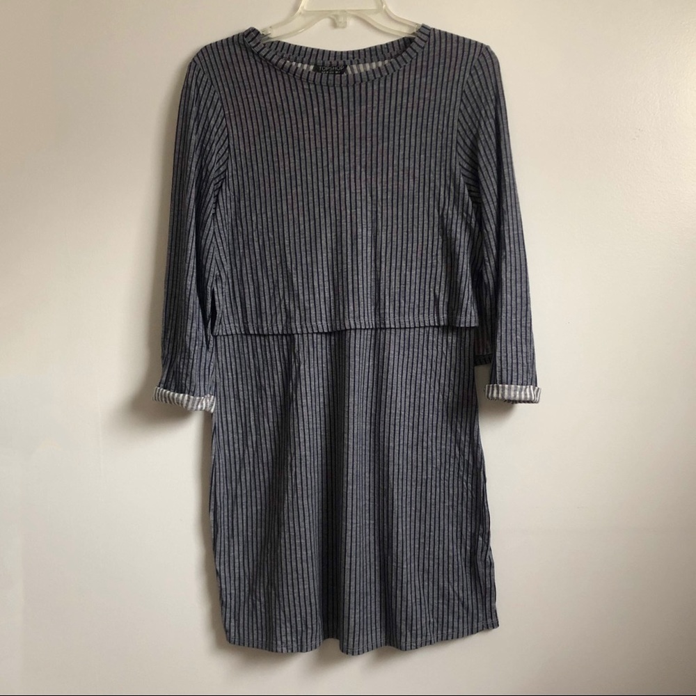 Topshop Striped Cropped Layered Dress